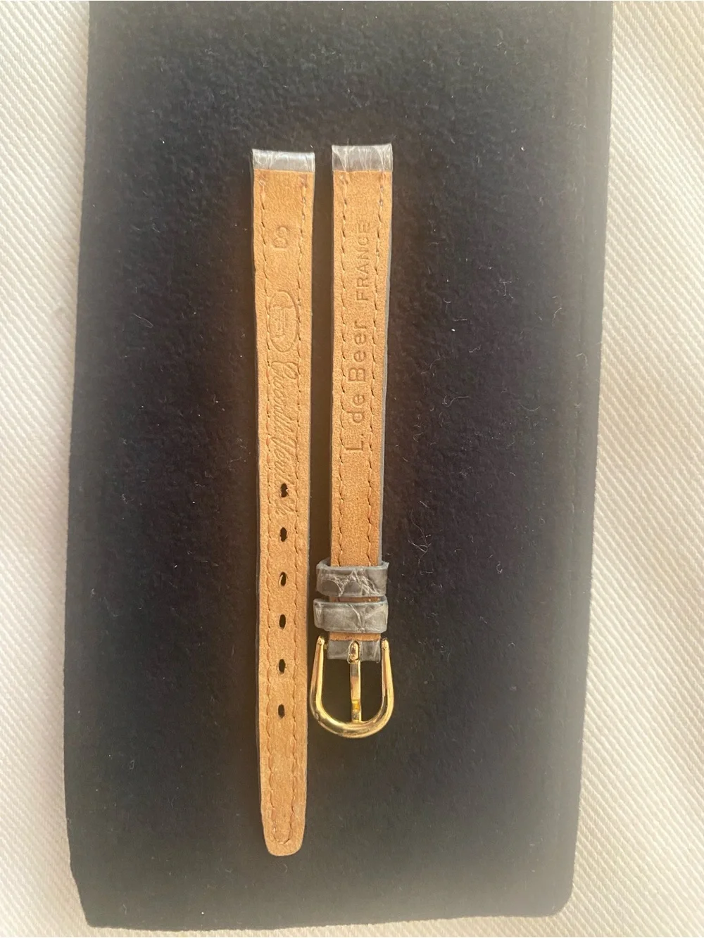 Vintage L. De Beer Classic Tan Leather Watch Strap with Gold Buckle 8mm